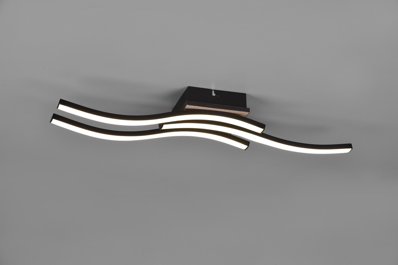 Plafoniera Route, RL, 56x12x7 cm, 5W, 3x SMD, MDF, natur/negru - imagine 5
